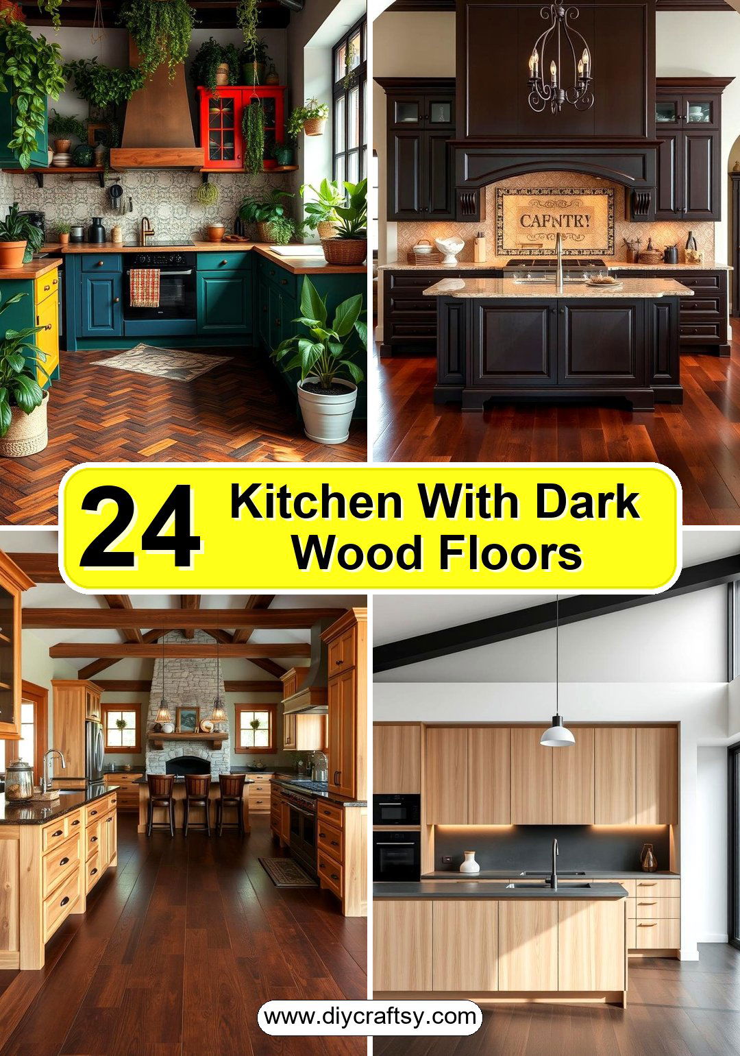 Kitchen With Dark Wood Floors