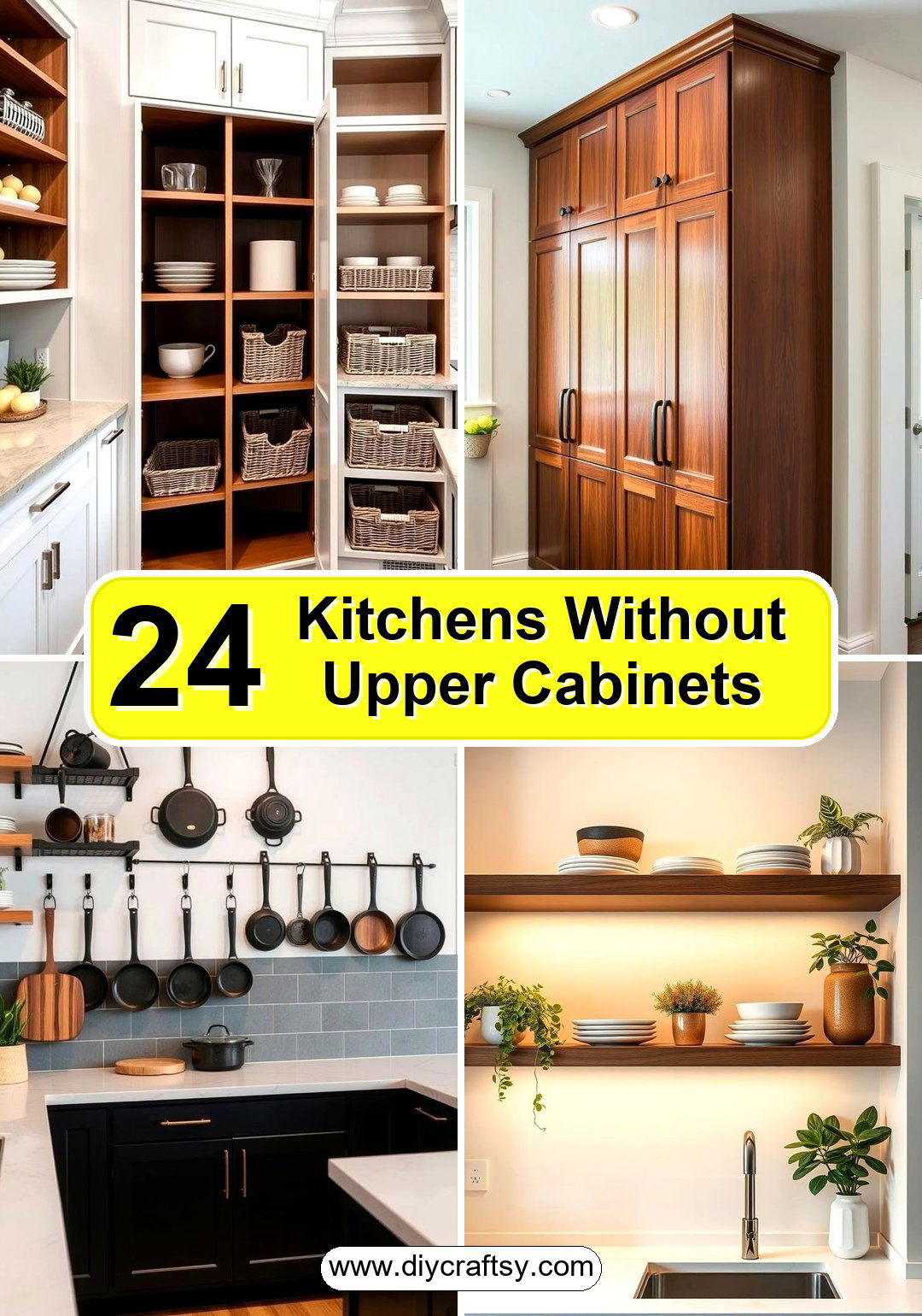 Kitchens Without Upper Cabinets