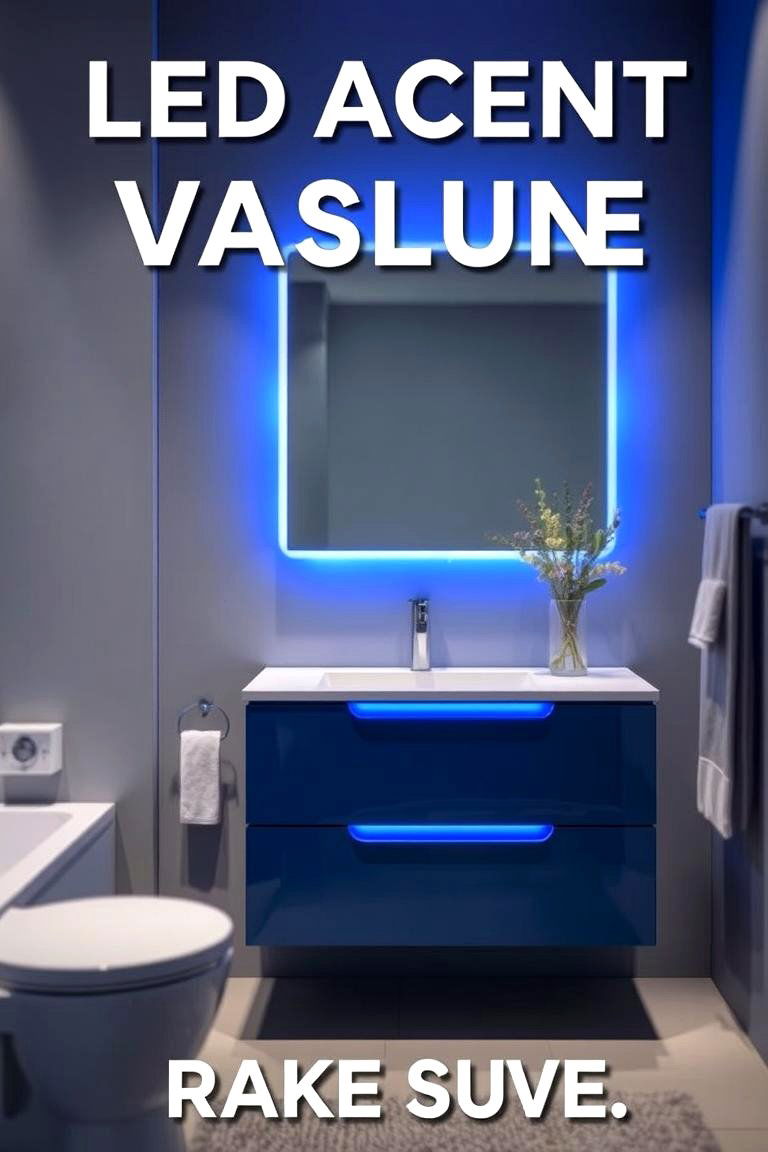 LED Accent Blue Vanity - 24 Blue Bathroom Vanity Ideas