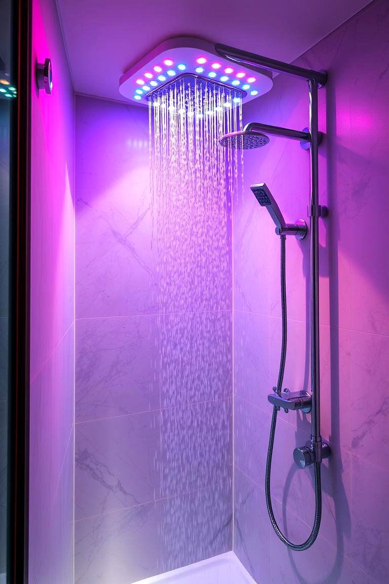 LED Ambient Light Shower - 24 Double Shower Ideas