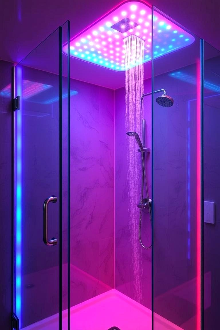 LED Ambient Lighting Shower - 24 Luxury Shower Ideas