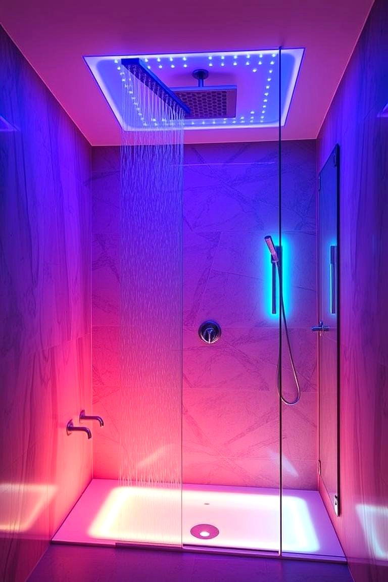LED Ambient Shower - 24 Bathroom Shower Ideas