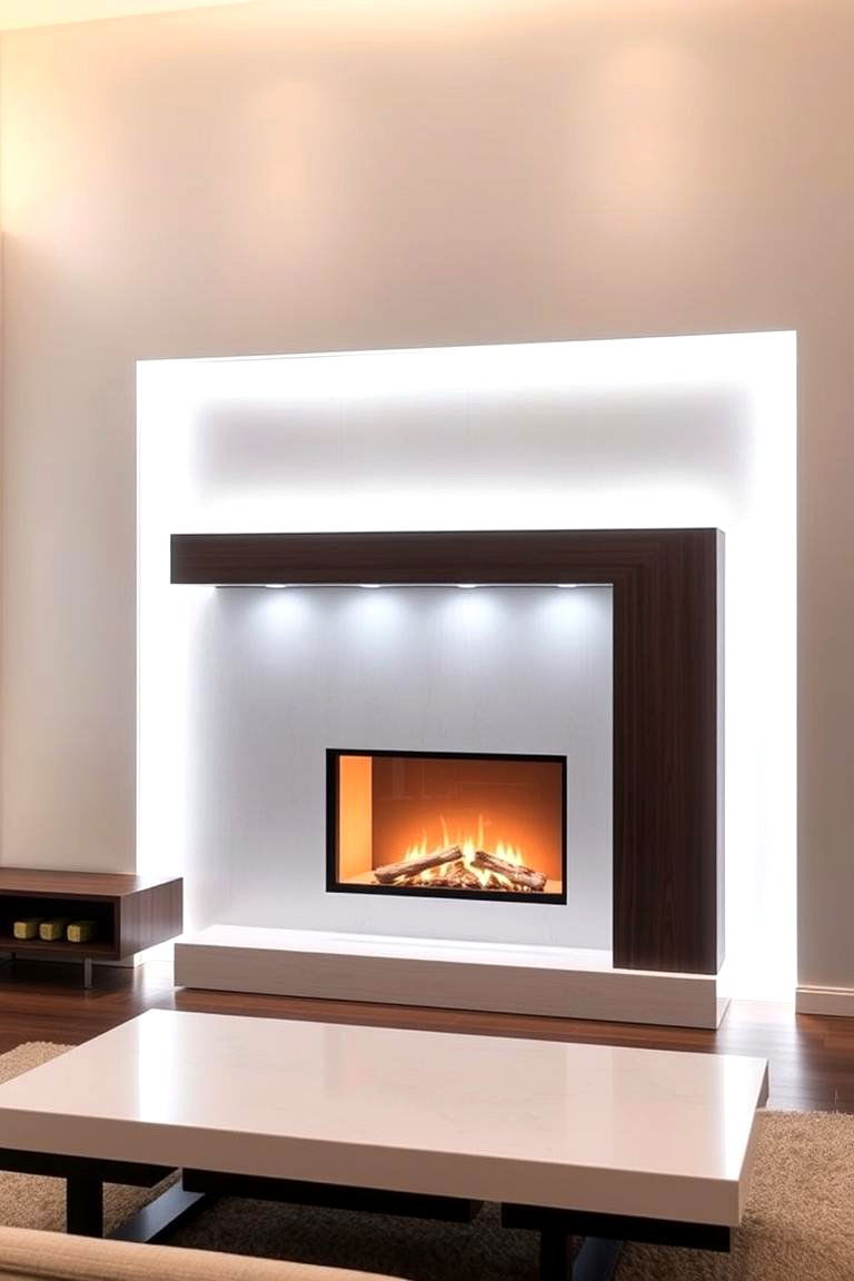 LED Backlighting for Modern Appeal - 24 Fireplace Lighting Ideas