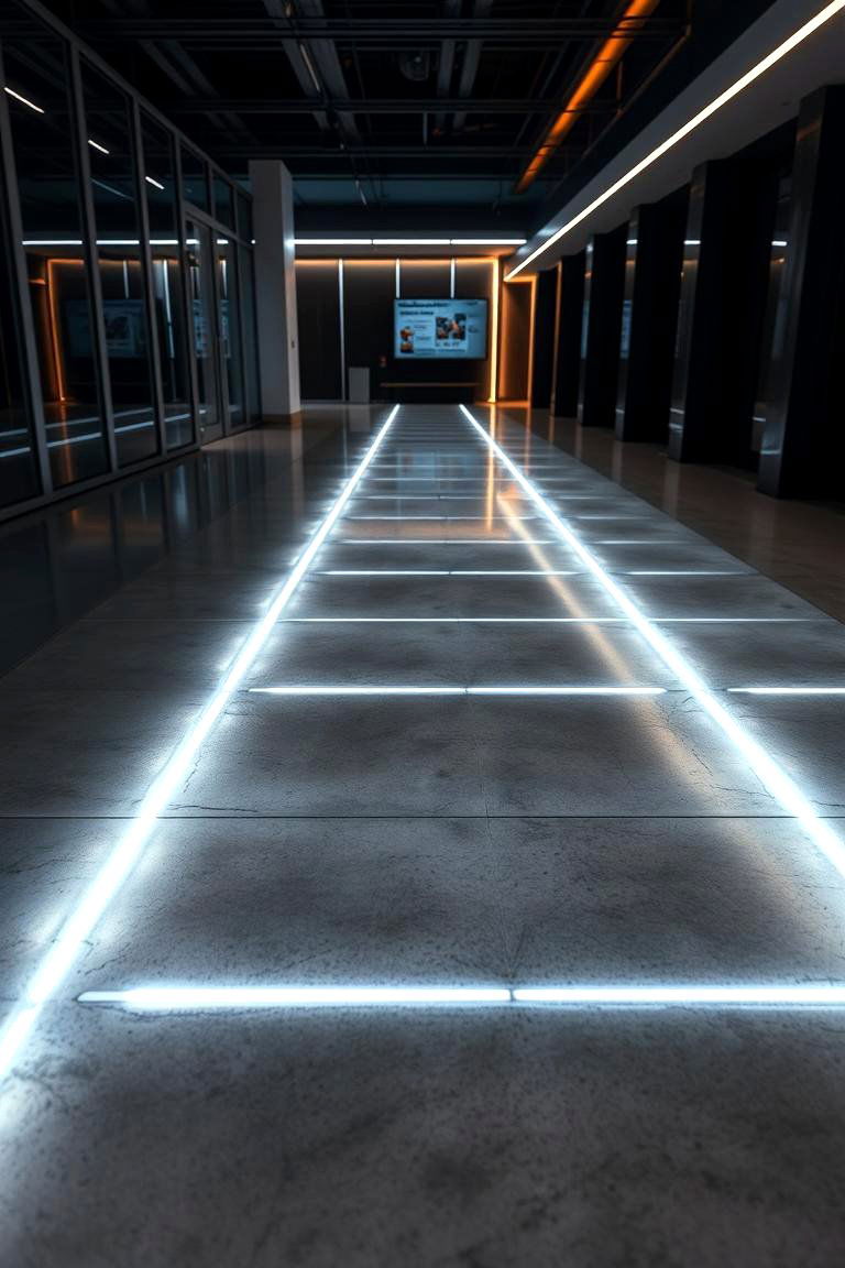 LED Embedded Concrete Floors - 24 Concrete Floor Design Ideas
