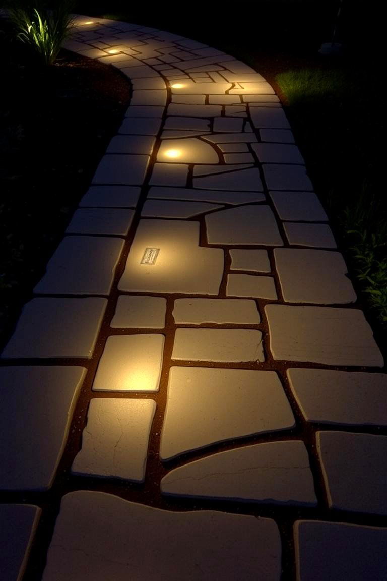 LED Enhanced Nighttime Walkway - 24 Bluestone Walkway Ideas