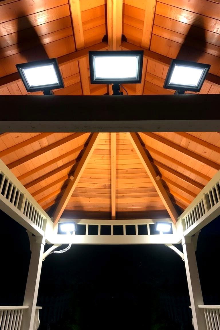LED Flood Lights for Bright Coverage - 24 Gazebo Lighting Ideas