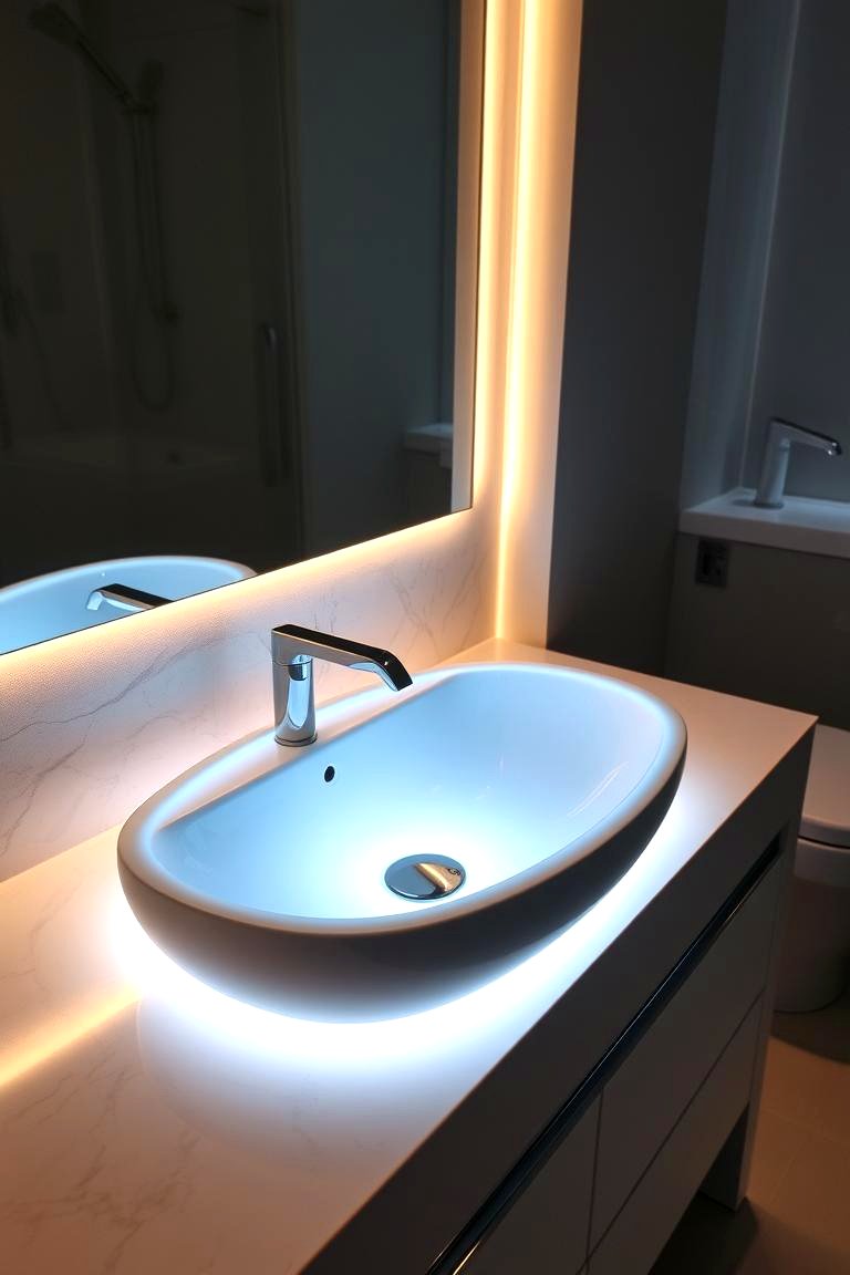 LED Illuminated Sink - 24 Small Bathroom Sink Ideas