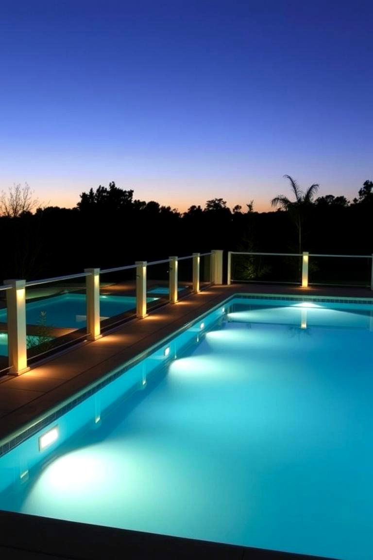LED Integrated Railing - 24 Pool Deck Railing Ideas