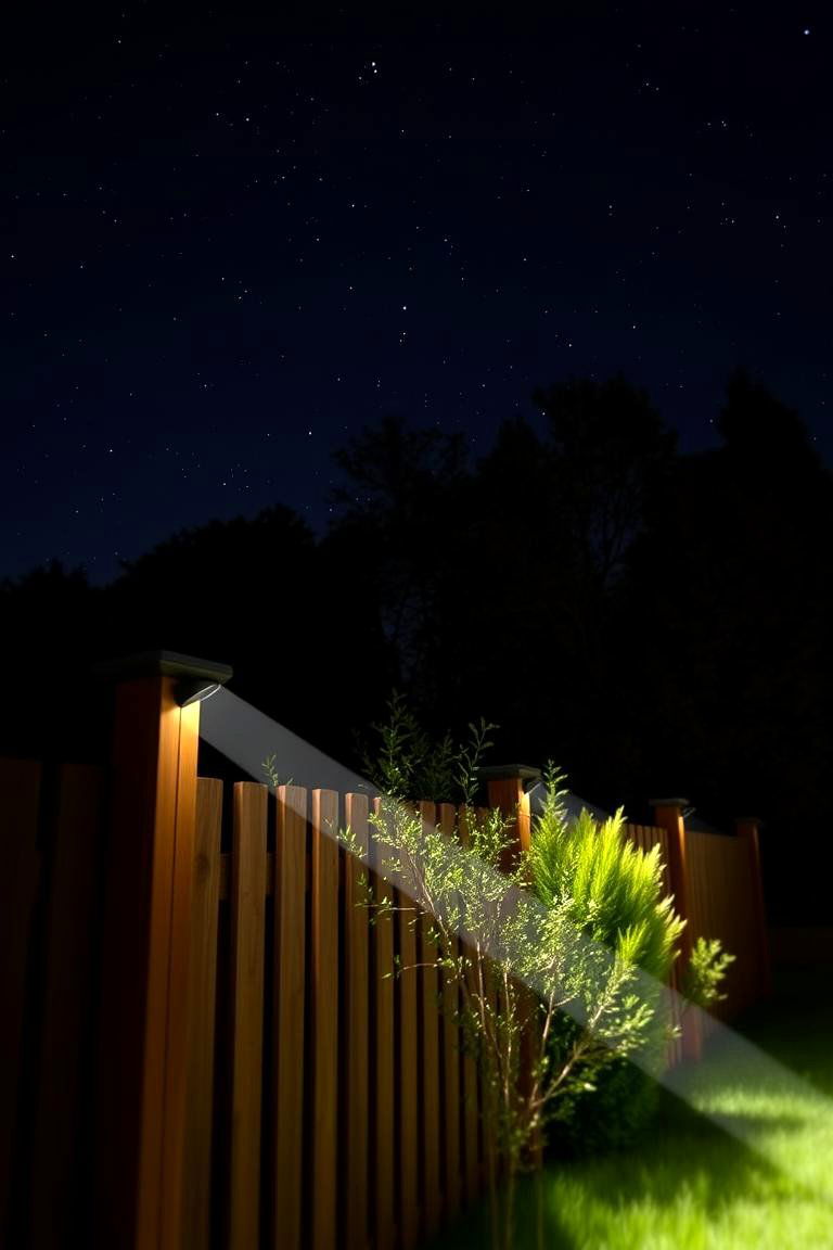 LED Spotlights on Fence Posts - 24 Fence Lighting Ideas