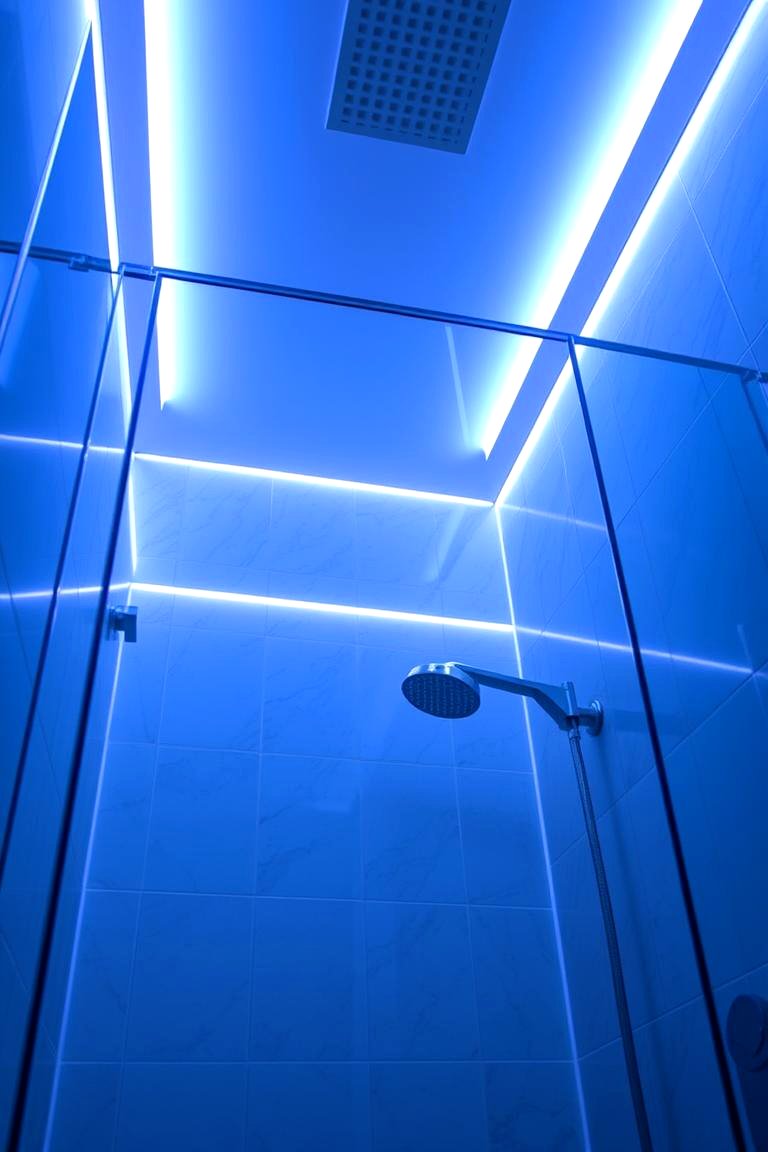 LED Strip Lighting Accents - 24 Shower Lighting Ideas
