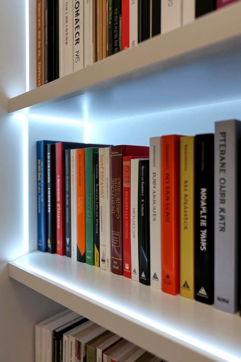 LED Strip Lighting for Bookshelves - 24 Bookshelf Lighting Ideas
