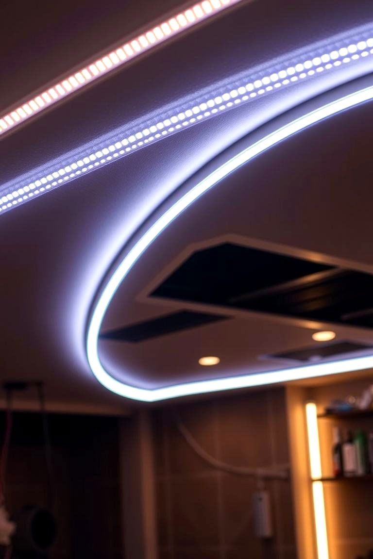 LED Strip Lighting for Modern Illumination - 24 Basement Ceiling Ideas