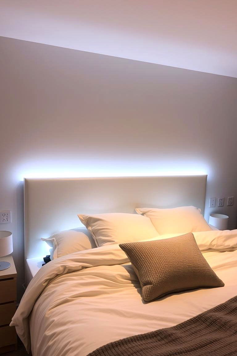LED Strip Lights Behind the Headboard - 24 Bedroom Lighting Ideas