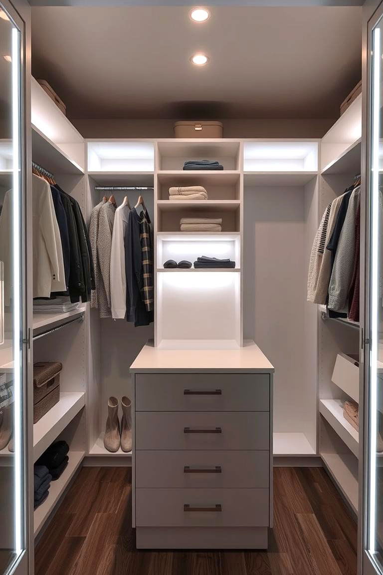 LED lit Closet Island - 24 Closet Island Ideas