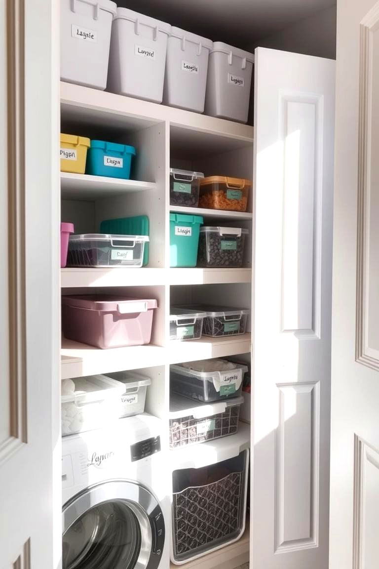 Labelled Bins and Organizers - 24 Laundry Closet Ideas