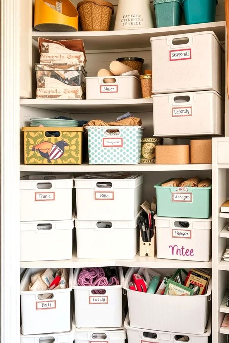 Labelled Boxes for Seasonal Items - 24 Craft Room Organization Ideas