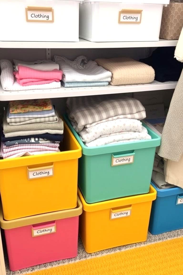 Labelled Storage Boxes for Clothing - 24 Nursery Storage Ideas