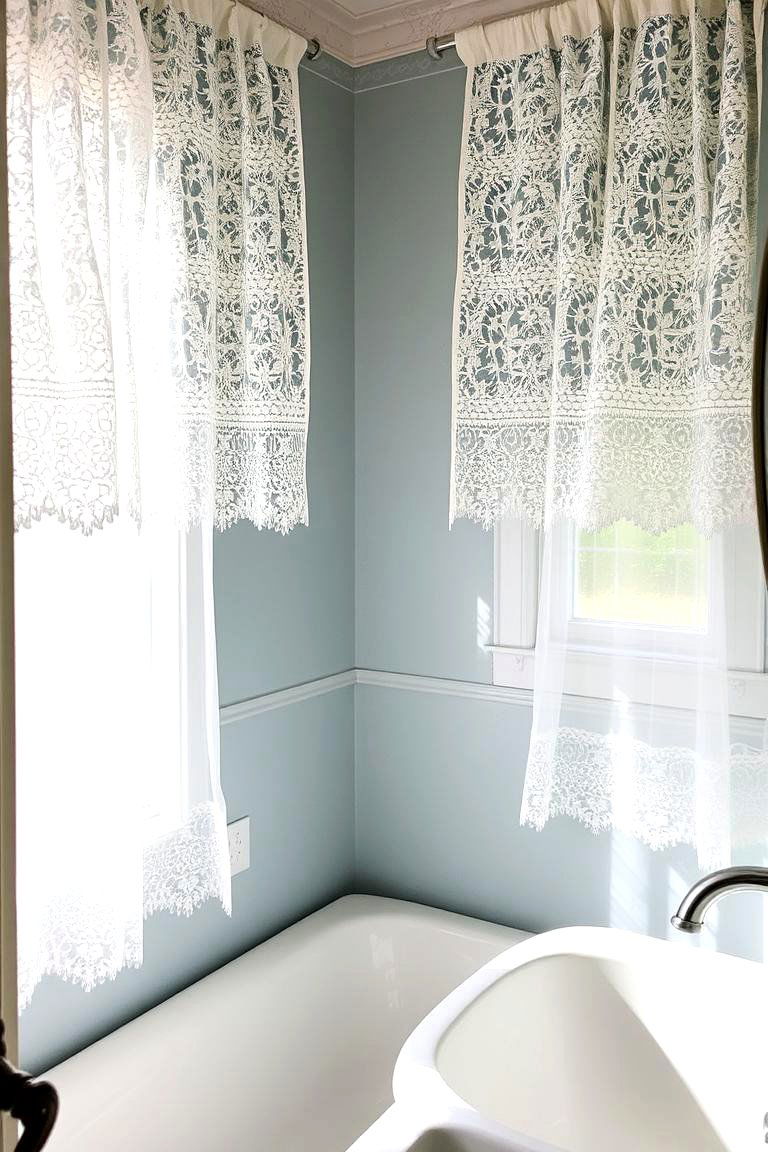 Lace Curtains for Vintage Charm - 24 Bathroom Window Treatment Ideas