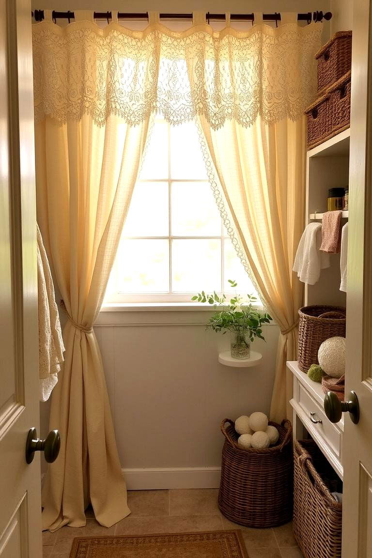 Lace or Burlap Accents - 24 Country Bathroom Ideas