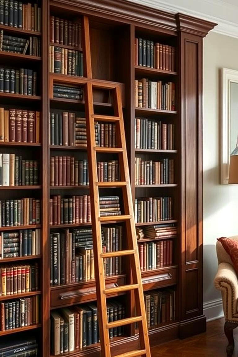 Ladder Integrated Bookshelf - 24 Built-in Bookshelf Ideas
