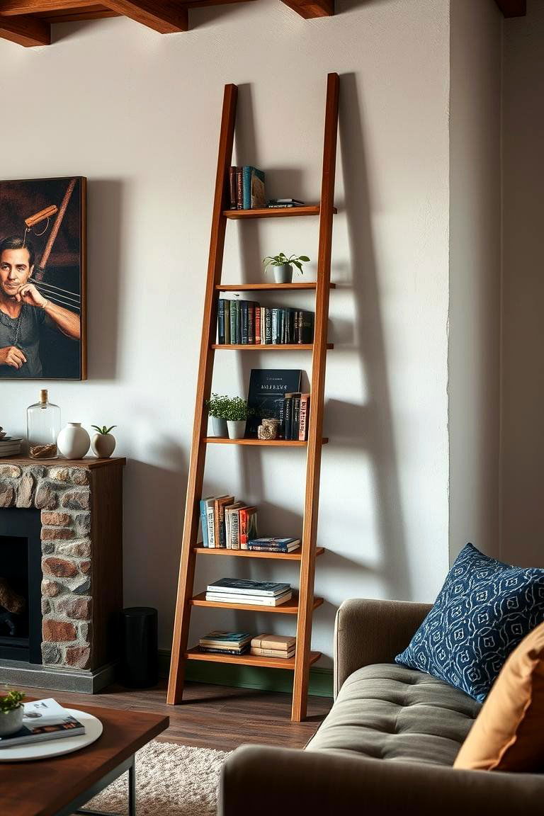 Ladder Shelf - 24 Living Room Storage Ideas