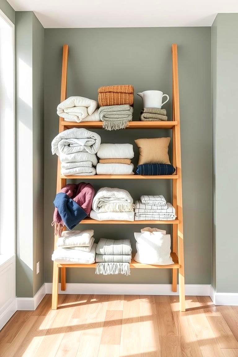 Ladder Shelf Display - 24 Blanket Storage Ideas