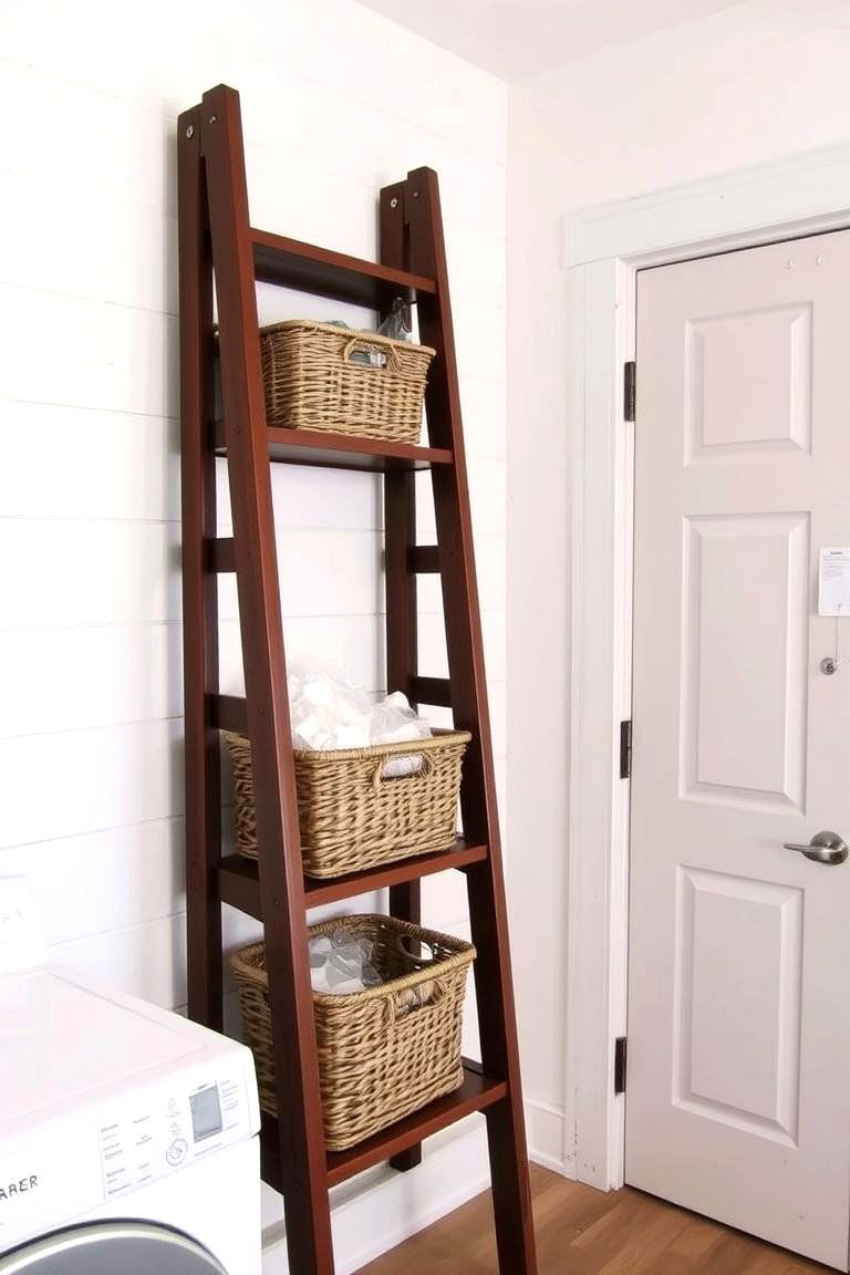 Ladder Shelf - 24 Laundry Room Shelf Ideas
