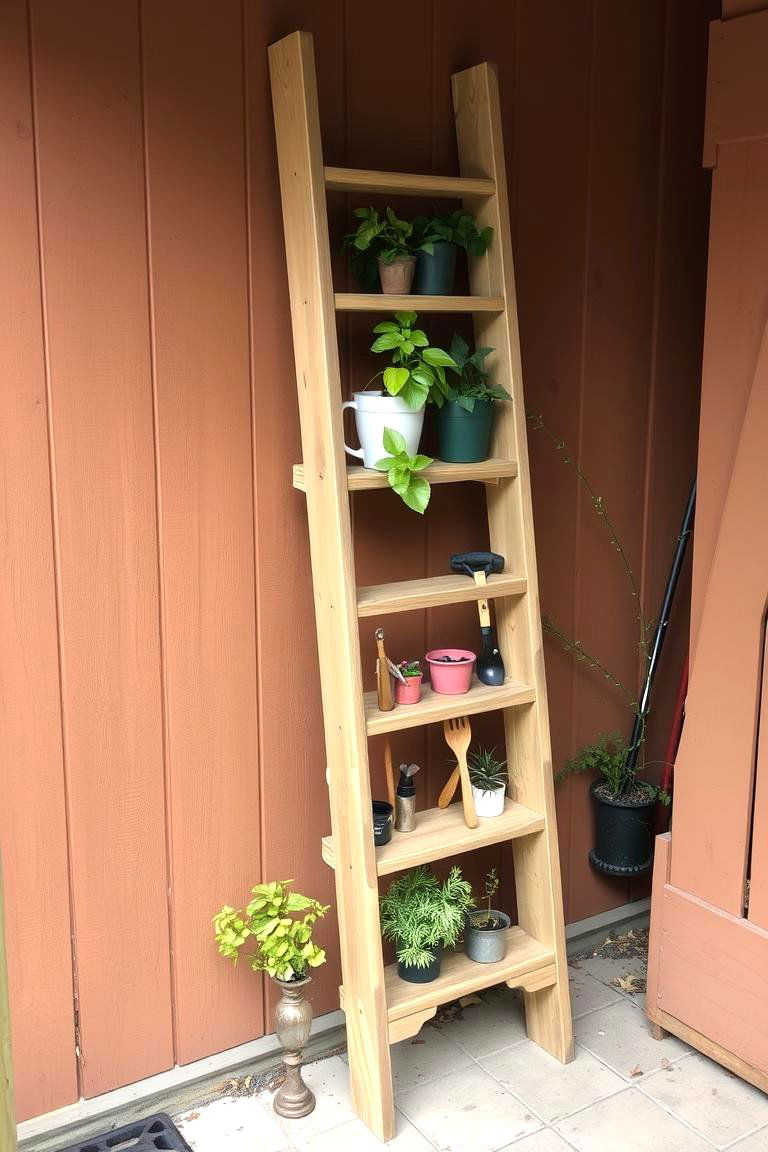 Ladder Shelves - 24 Shed Shelving Ideas