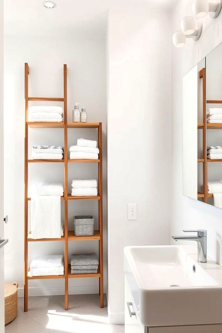 Ladder Shelves - 24 Small Bathroom Storage Ideas