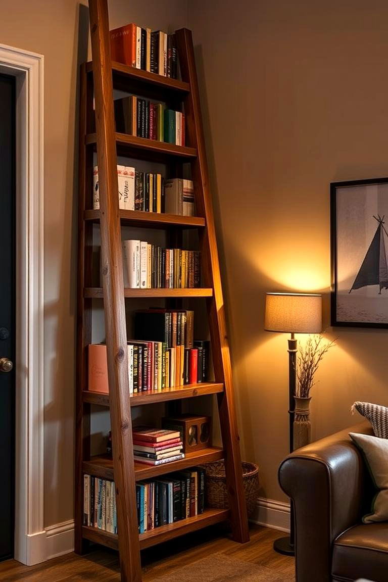 Ladder Style Corner Bookshelf - 24 Corner Bookshelf Ideas