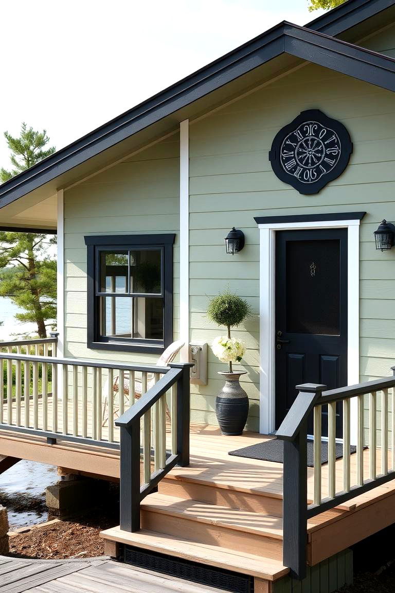 Lakeside Cottage Retreat - 24 Sage Green House With Black Trim Ideas