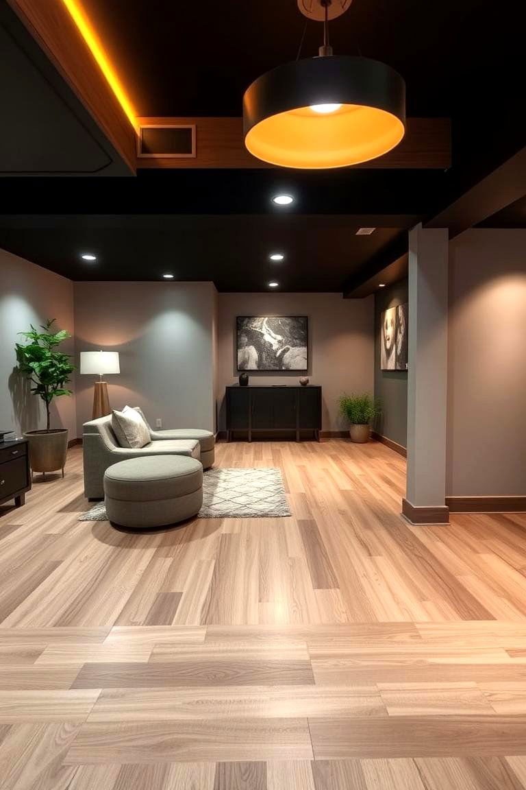 Laminate Flooring for Versatility - 24 Basement Floor Ideas