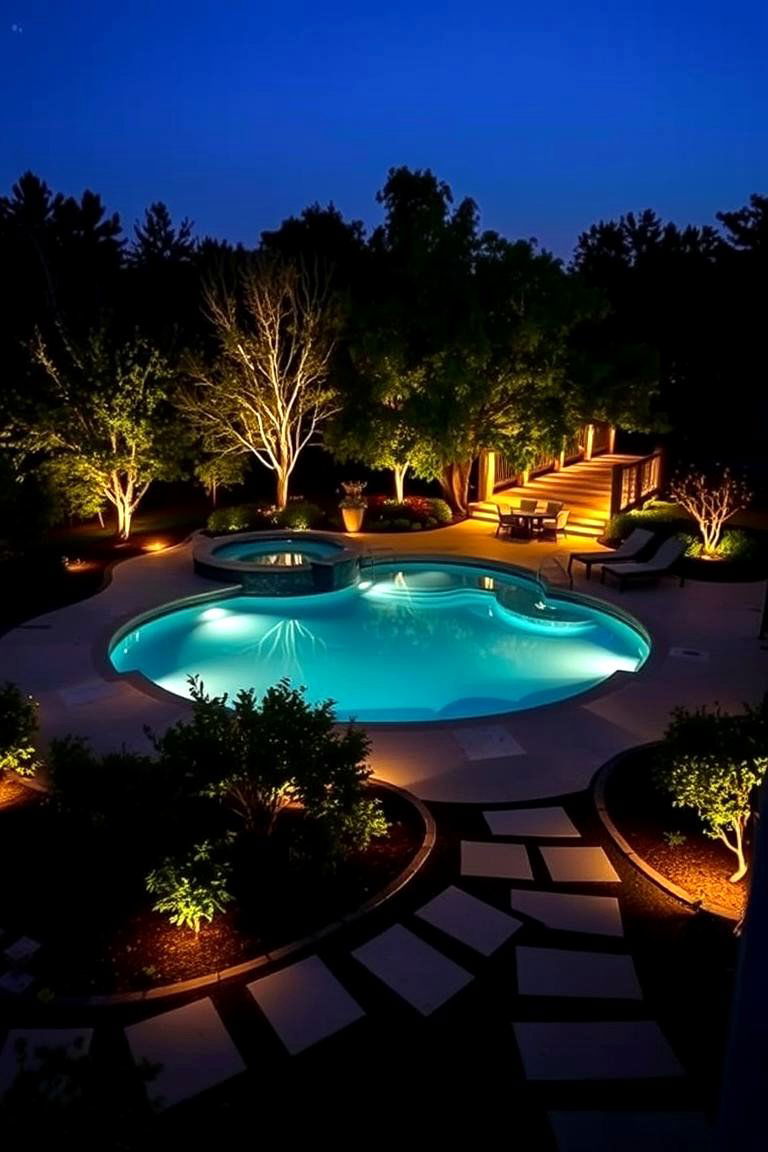 Landscape Lighting Around the Pool - 24 Pool Lighting Ideas