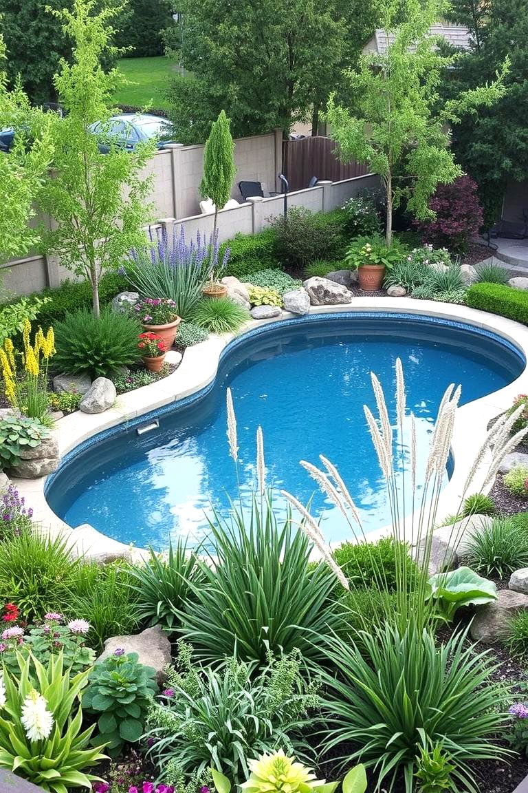 Landscaped Surround for Natural Beauty - 24 Semi Inground Pool Ideas