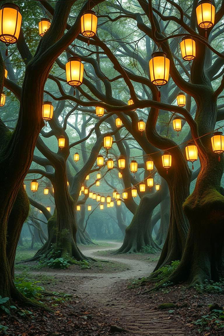 Lantern Lit Enchanted Forest Fairy Garden - 24 Large Fairy Garden Ideas