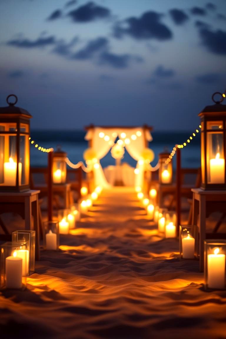 Lantern Lit Pathway - 24 Beach Wedding Ideas