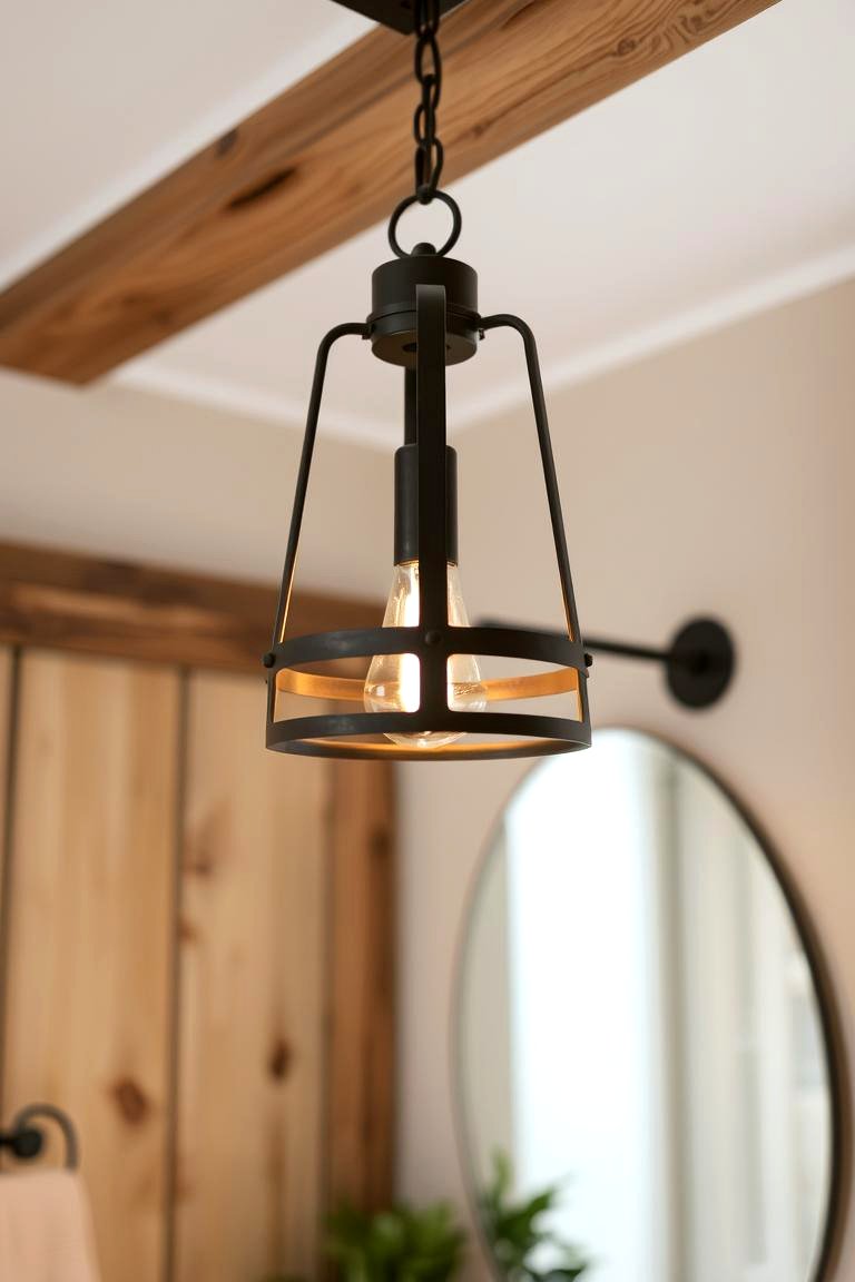 Lantern Pendant Light - 24 Rustic Bathroom Ideas