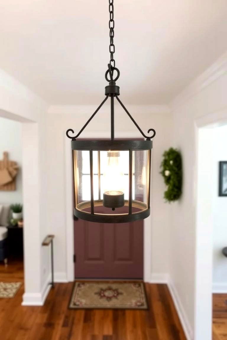 Lantern Style Pendant with Metal Accents - 24 Entryway Lighting Ideas