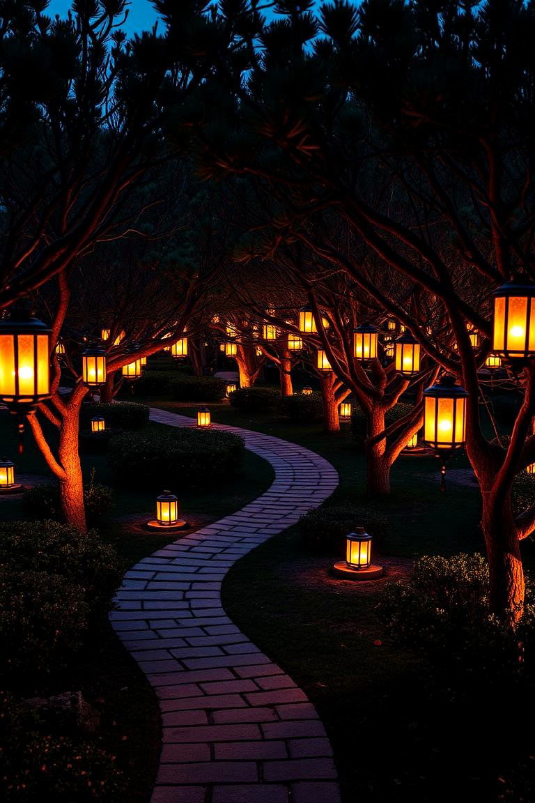 Lantern lit Evening Garden - 24 Japanese Garden Ideas