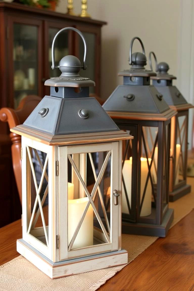 Lanterns and Rustic Accents - 24 Dining Table Centerpiece Ideas