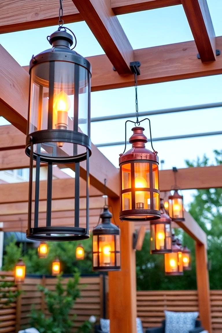 Lanterns for Rustic Elegance - 24 Pergola Lighting Ideas