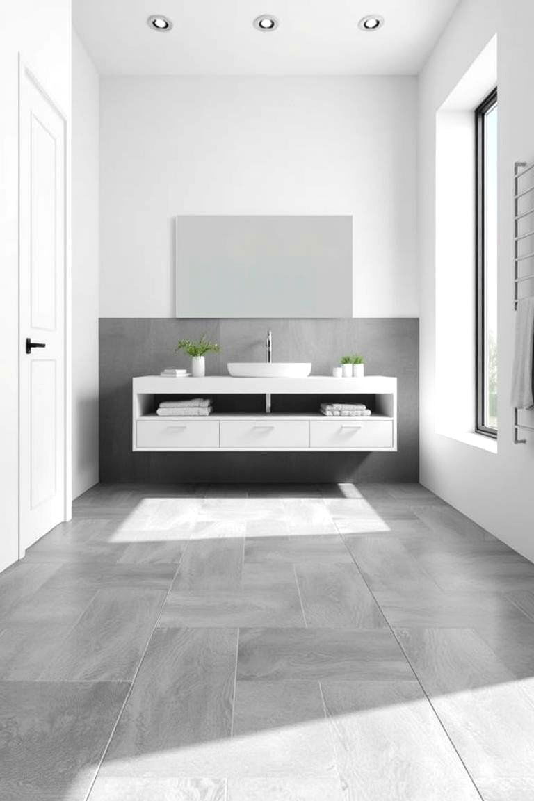 Large Format Gray Tiles for a Seamless Look - 24 Gray Floor Bathroom Ideas