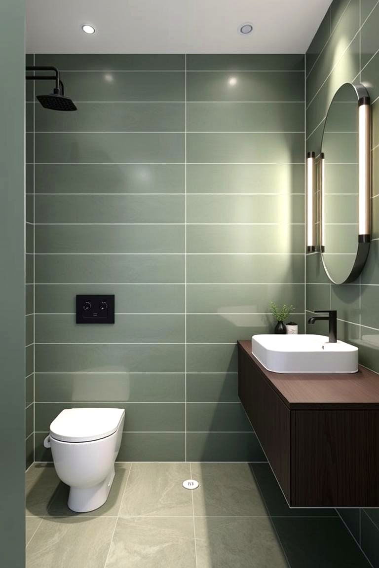 Large Format Green Tiles - 24 Green Bathroom Tile Ideas