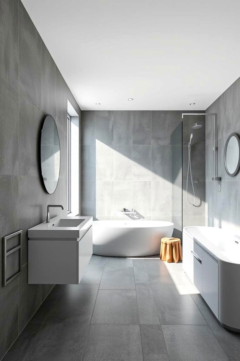 Large Format Grey Tiles for a Sleek Modern Look - 24 Grey Tile Bathroom Ideas
