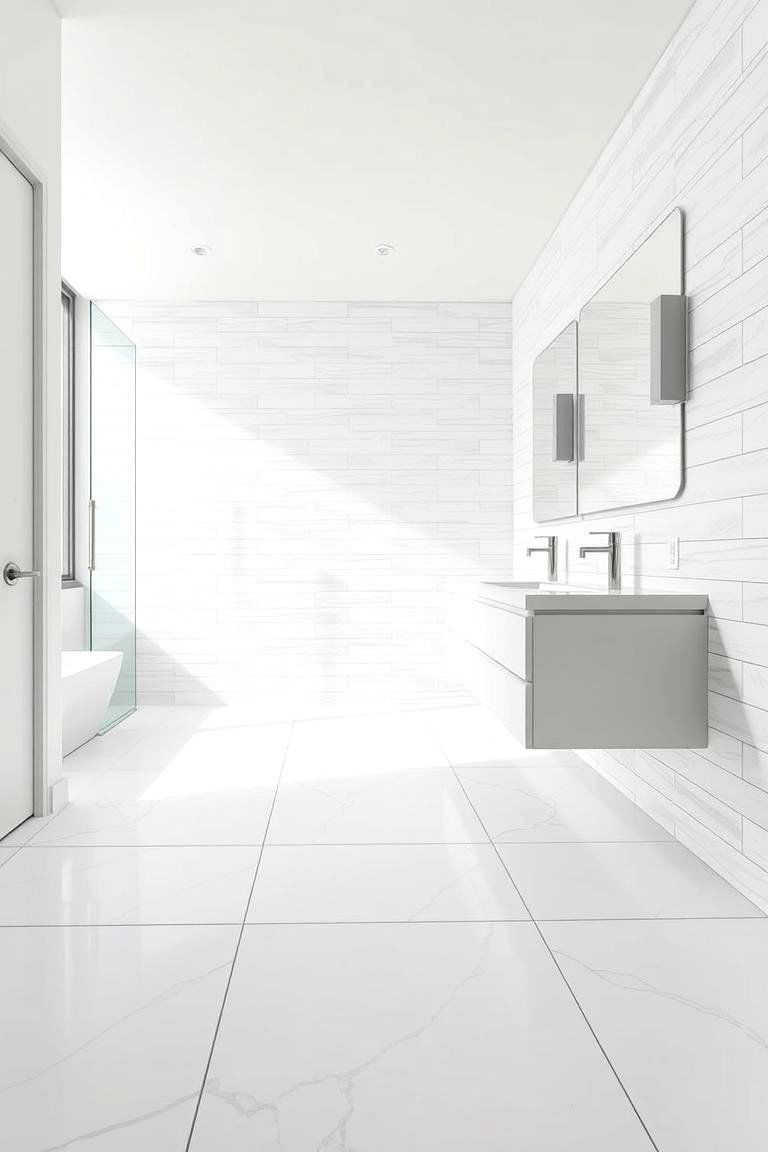 Large Format White Tiles for a Seamless Look - 24 White Tile Bathroom Ideas