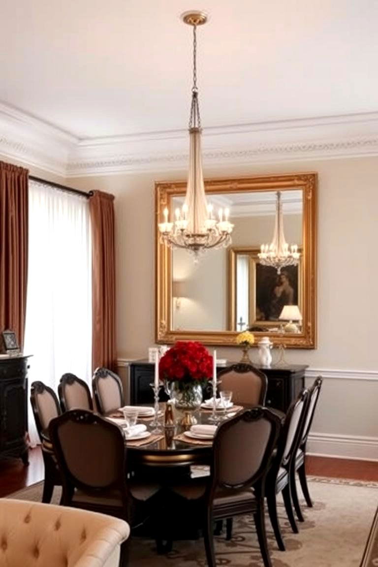 Large Framed Mirror for Dramatic Effect - 24 Formal Dining Room Ideas