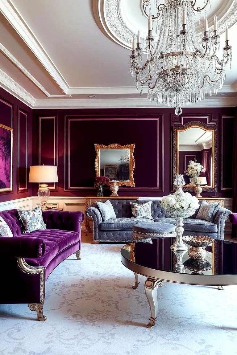 Large Indoor Plants in Glamorous Pots - 24 Glam Living Room Ideas