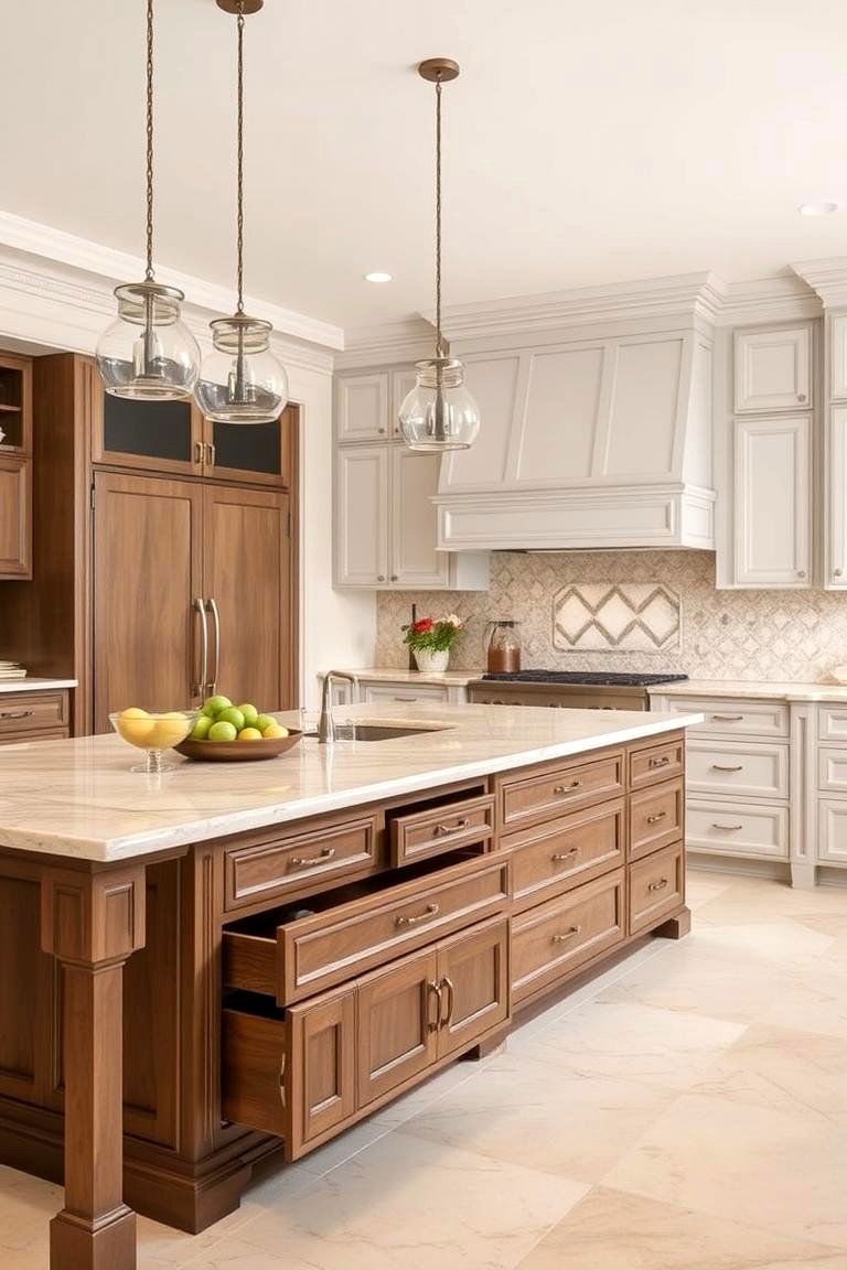 Large Island with Built In Storage - 24 Kitchens Without Upper Cabinets