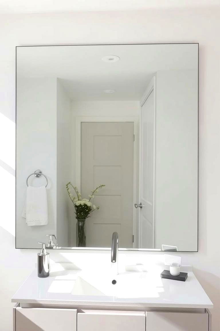 Large Mirrors for Illusion of Space - 24 Modern Bathroom Decor Ideas