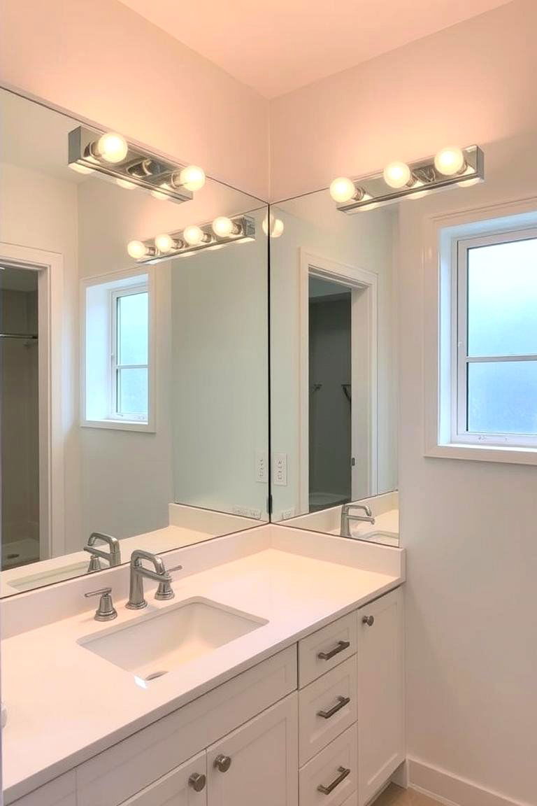 Large Mirrors to Reflect Light - 24 Windowless Bathroom Ideas